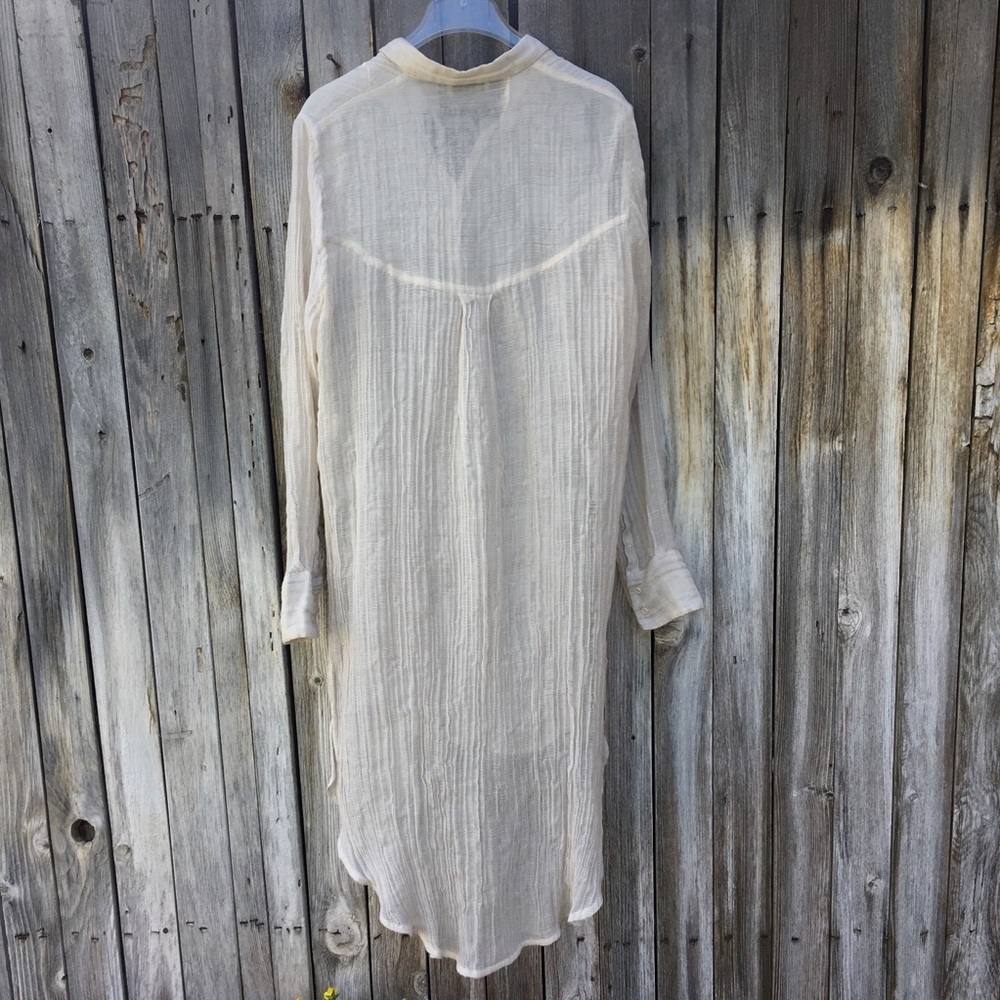 Arje Pleated Tie Front Blouse Cream L - Picture 4 of 12